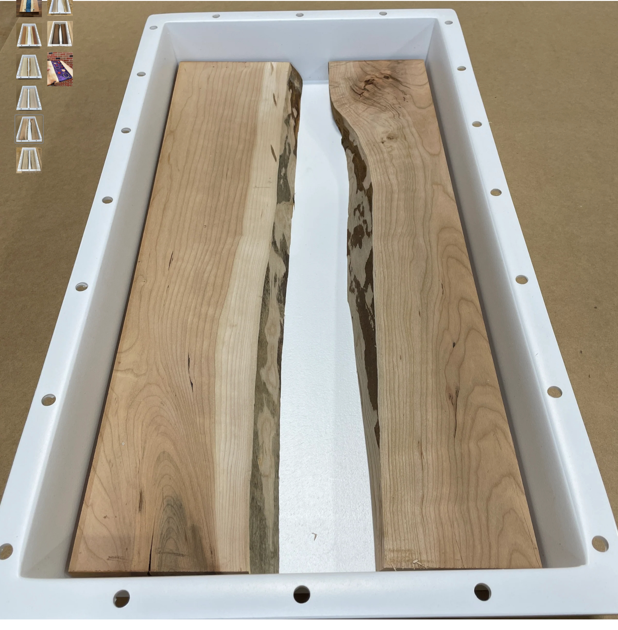 Wood slab in mold